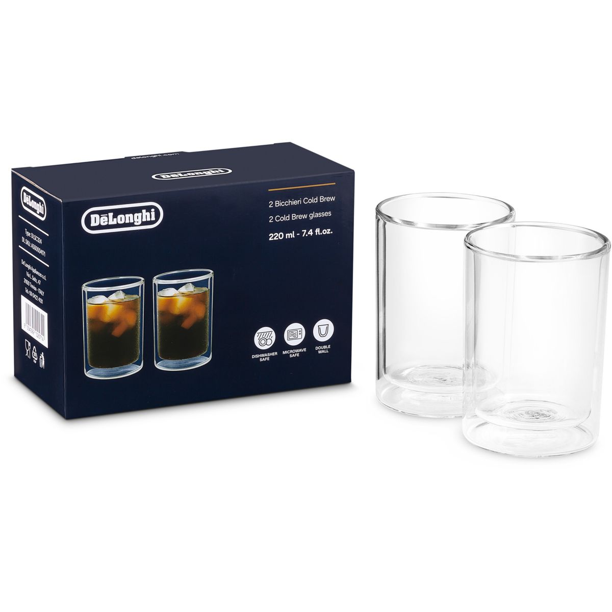 Delonghi Coffret Lot De 2 Verres Cold Brew 2X220ml Dlsc324 Unique