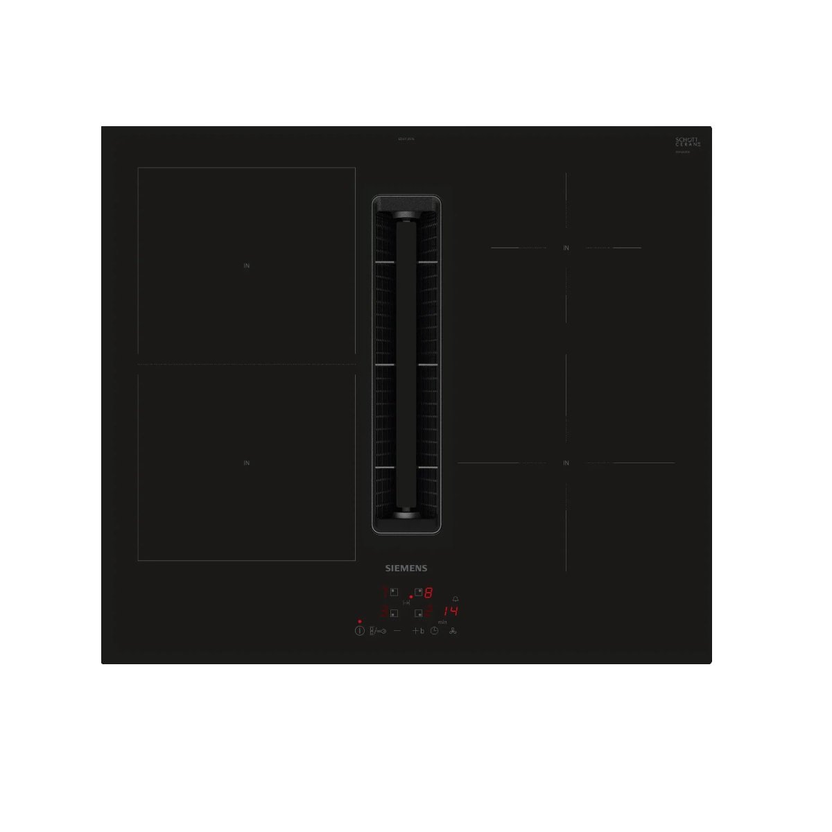 Siemens - Table De Cuisson Aspirante Induction 60Cm 4 Foyers 7400W - Ed611bs16e Noir Unique