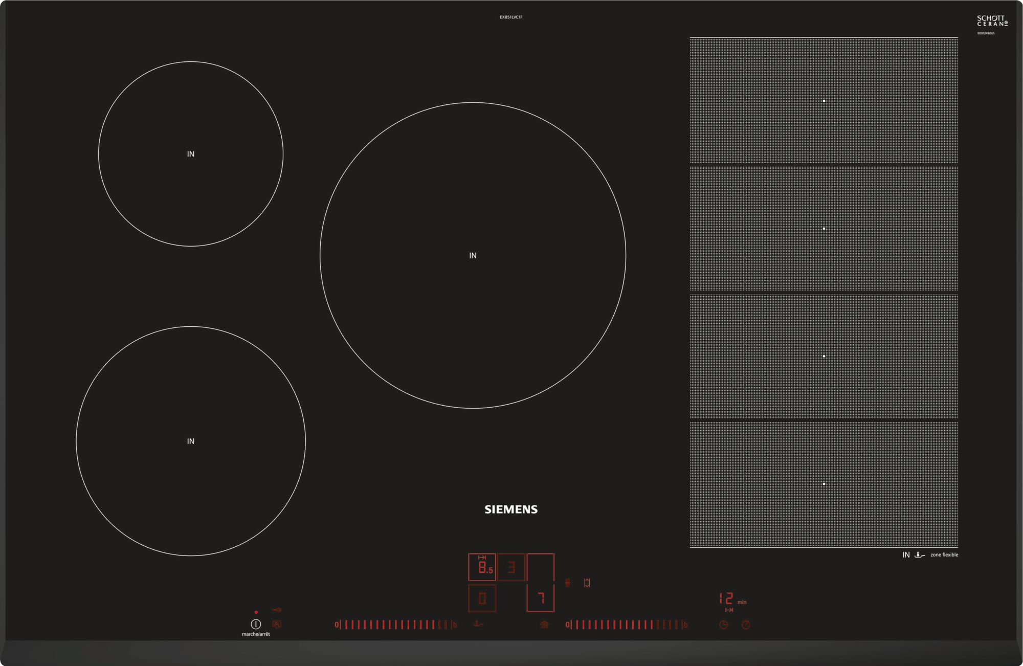 Siemens - Table De Cuisson Induction 80Cm 4 Feux 7400W - Ex851lvc1f Noir Unique
