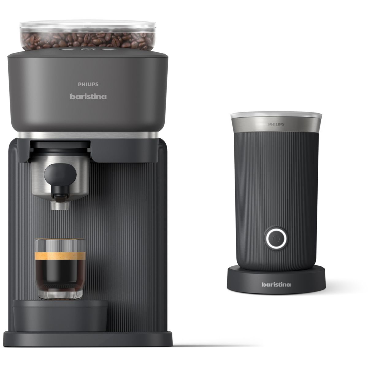 Philips Machine À Expresso Baristina Bar303/60 Cafetière À Grain E + Mousseur À Lait Noir Unique