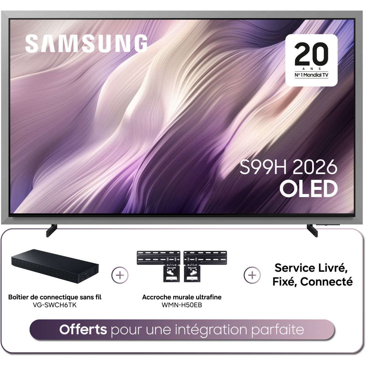 Samsung Tv Oled Tq65s99h (2026) 65" (163 Cm) 4K - Smart Tv Avec Ia, Sans Reflet, Mode Art (Effet Tableau) Noir Unique