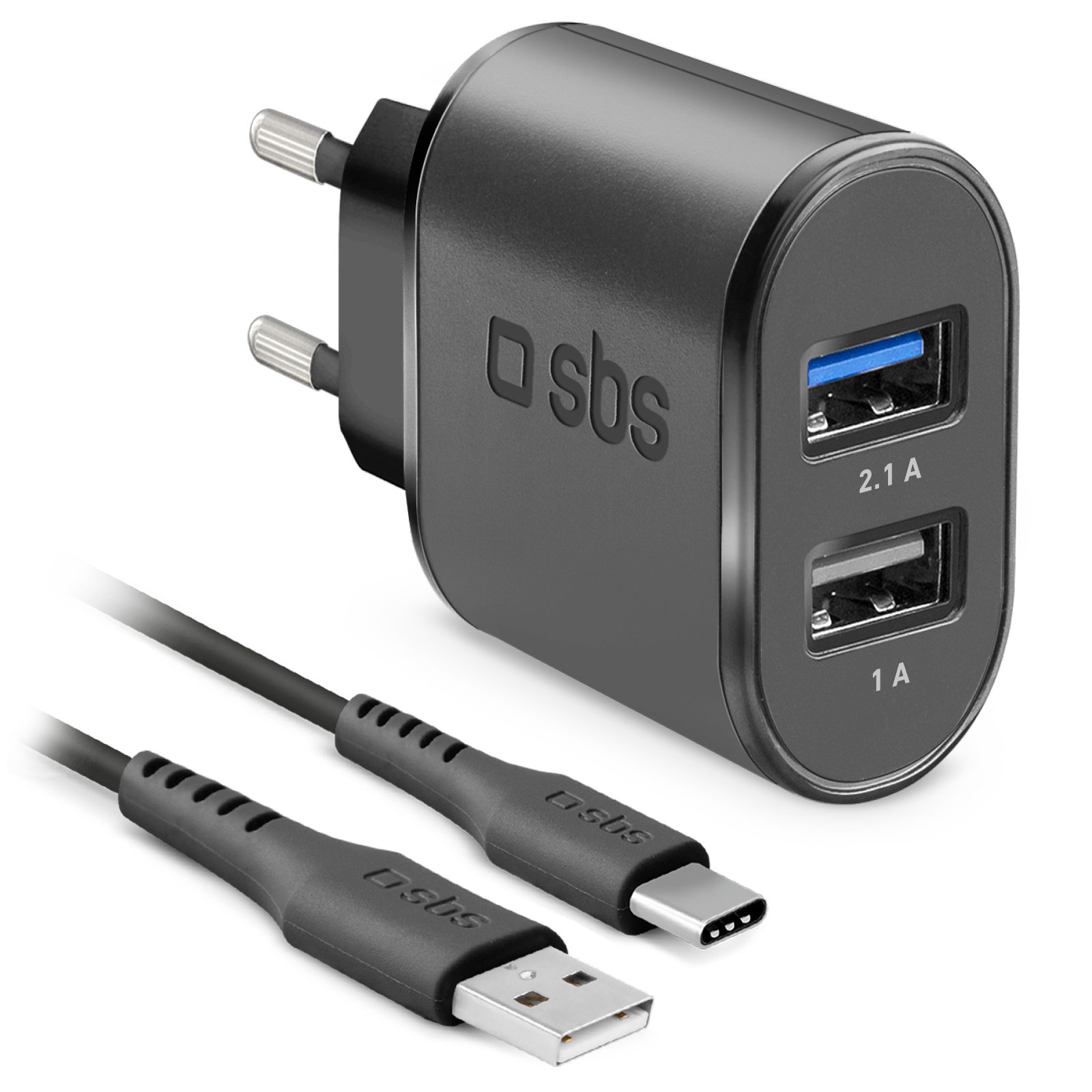 Sbs Kit Voyage Usb De Recharge Avec Câble De Type C Noir Unique