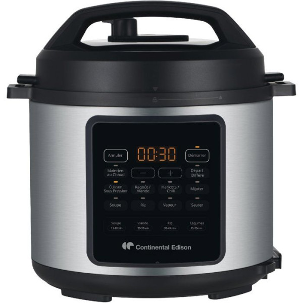 Continental Edison Multicuiseur - Robot Cuiseur Autocuisuer Sous Pression - Cemcsp10006l - 6 - 1000 W - Noir Et Inox Unisex Multicolore Unique