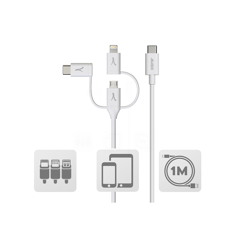 Akashi Connectique Data Alteco3in1tc Blanc Unique