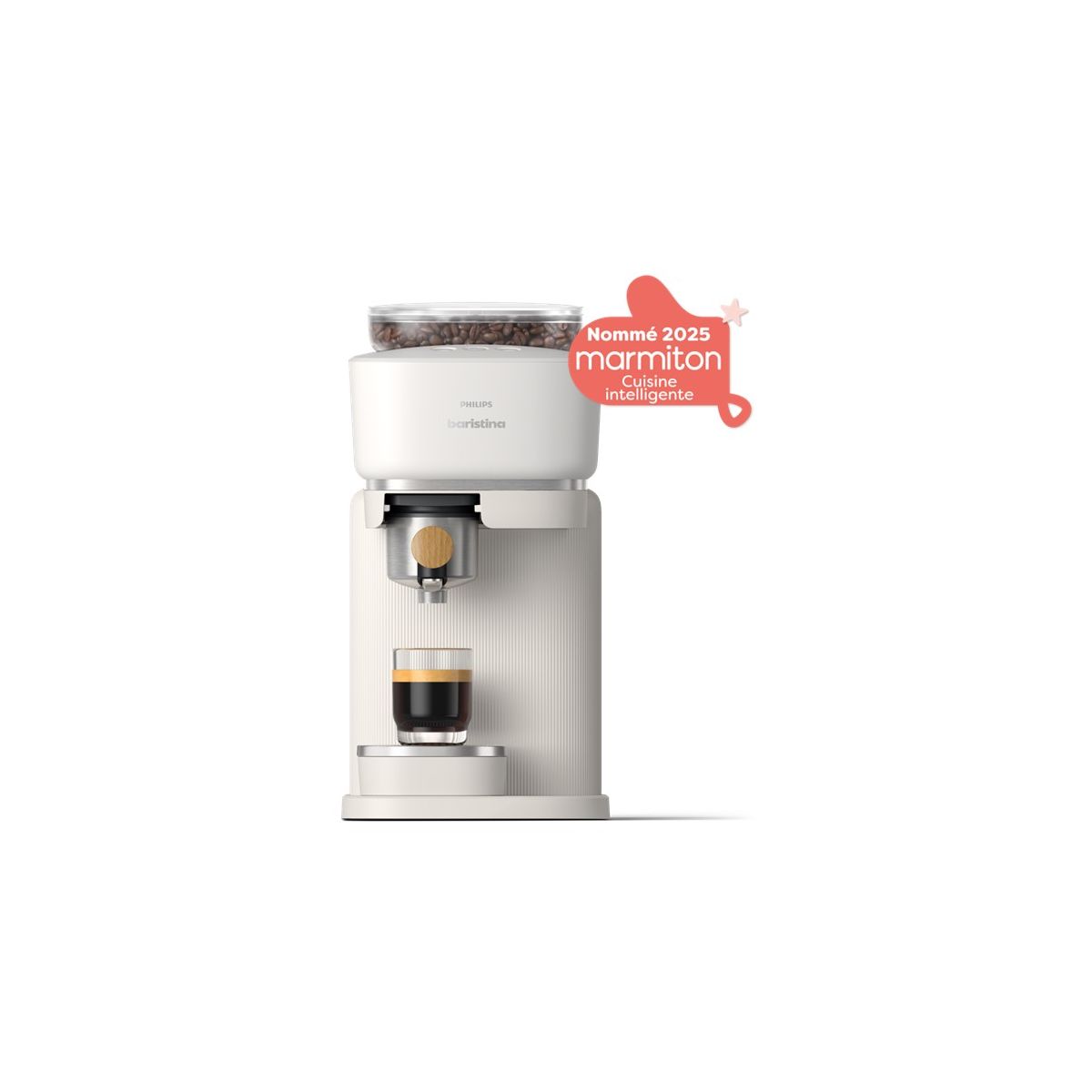 Philips Machine À Expresso Baristina Bar302/20 Cafetière À Grain He + Porte-Filtre Bois De Hêtre Blanc Unique