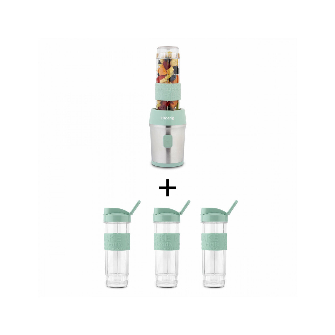 H.koenig Lot De 3 Bouteilles Pour Mini Blender Smoo18 Vert Unique