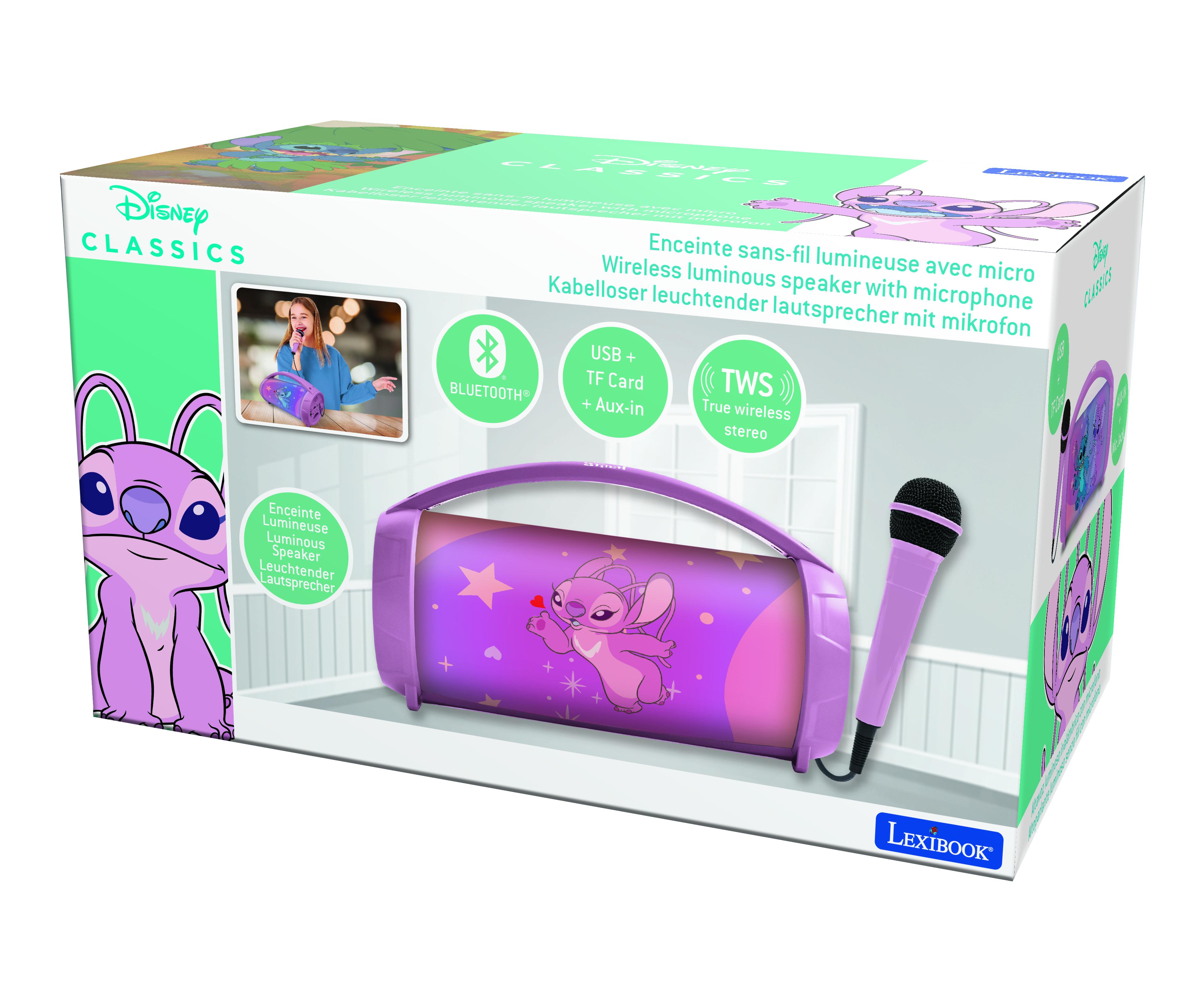 Lexibook Enceinte Bluetooth Lumineuse Avec Micro Angel Stitch Rose Unique