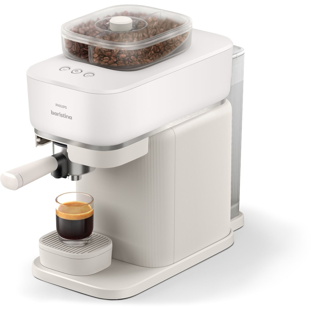 Philips Machine À Expresso Baristina Bar320/00 Cafetière À Grain Bac Double Compartiment He Blanc Unique
