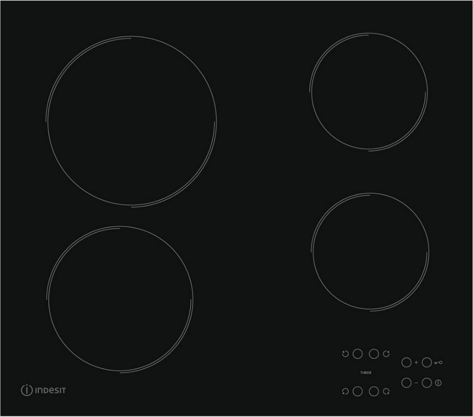 Indesit - Table De Cuisson Vitrocéramique 60Cm 4 Feux 6200W - Ri161c Noir Unique