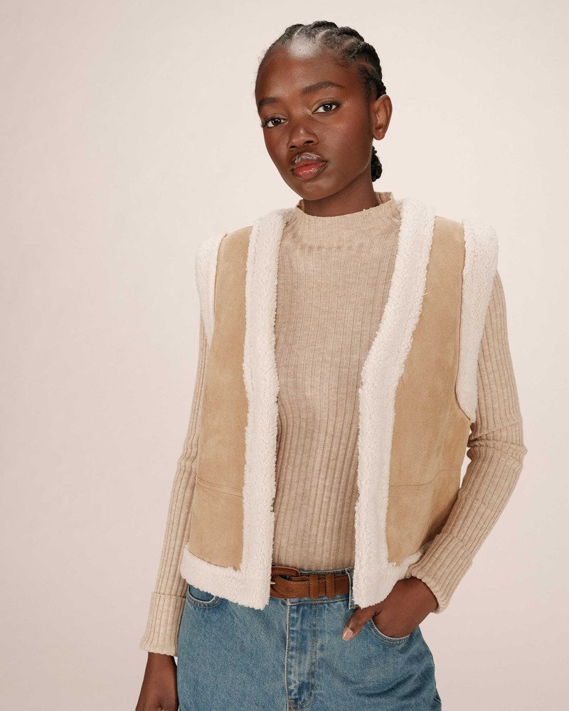 Sohen Veste en daim et shearling sable Sohen - 4250