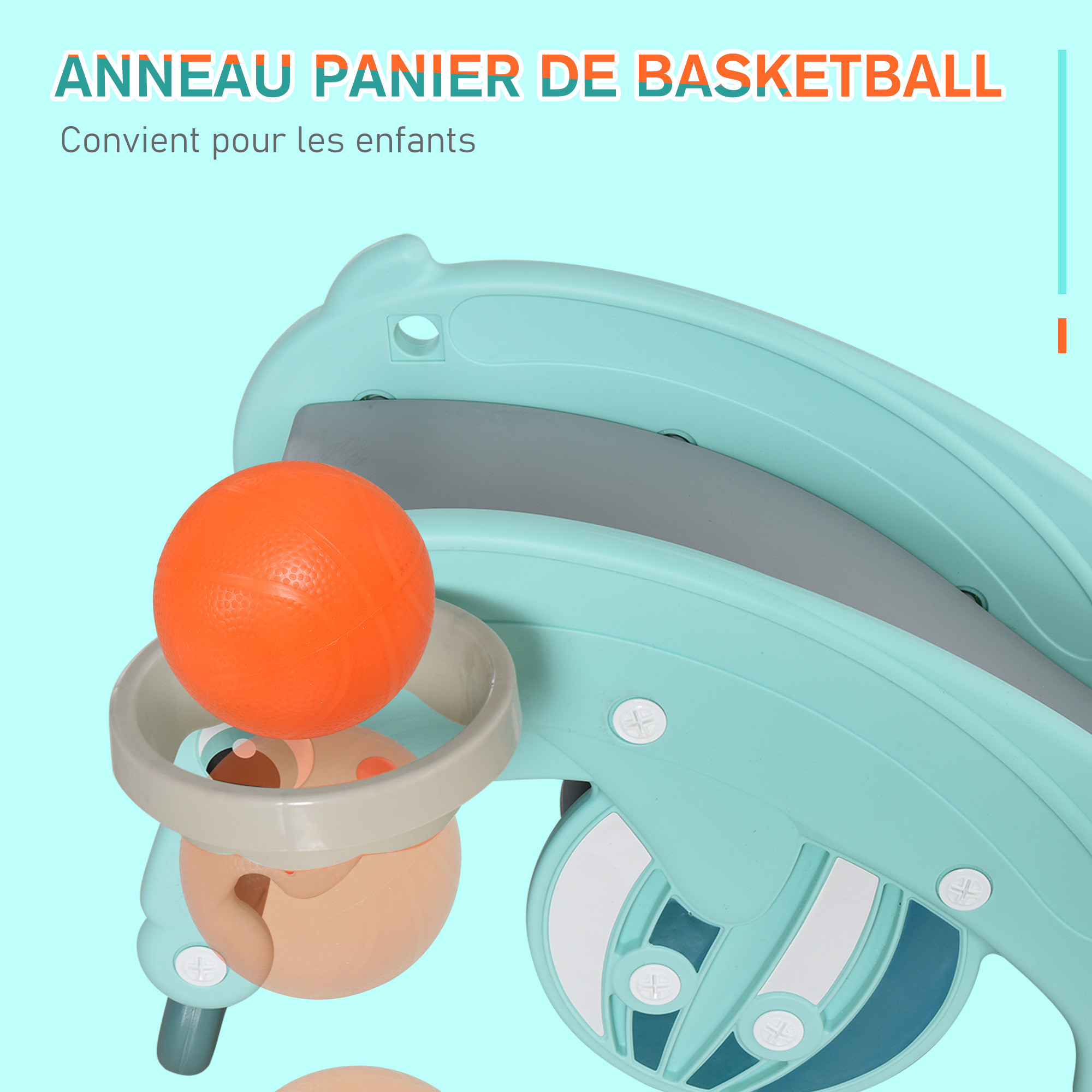FANTASK Toboggan 5 En 1 Pour Enfant – Cheval à Bascule, Panier De Basket, Jeu D'Anneaux Et Glissière – Jouet Intérieur/Extérieur Pour Tout-Petits De 1 à 5 Ans – Sécurisé Et Antidérapant (Panda)