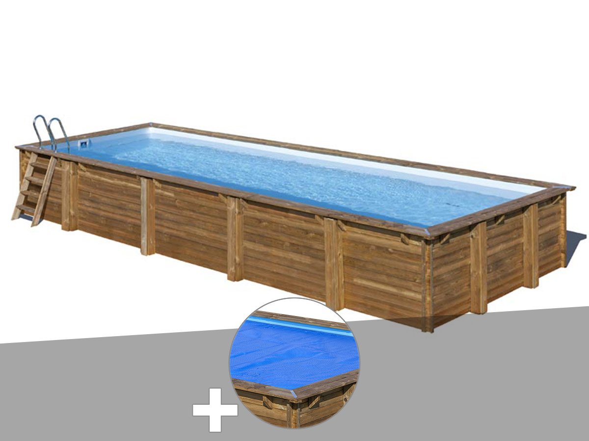 Gre Kit piscine bois Gré Mint 10,10 x 4,18 x 1,46 m + Bâche à bulles