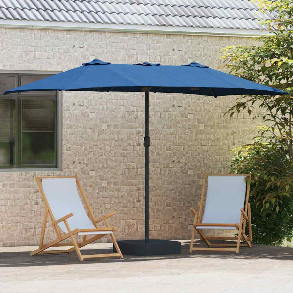 Parasol Double Tête Anthracite VidaXL - 385x209x244 Cm, Tissu Polyester Gris, Manivelle, Pliable, Résistant UV - 10