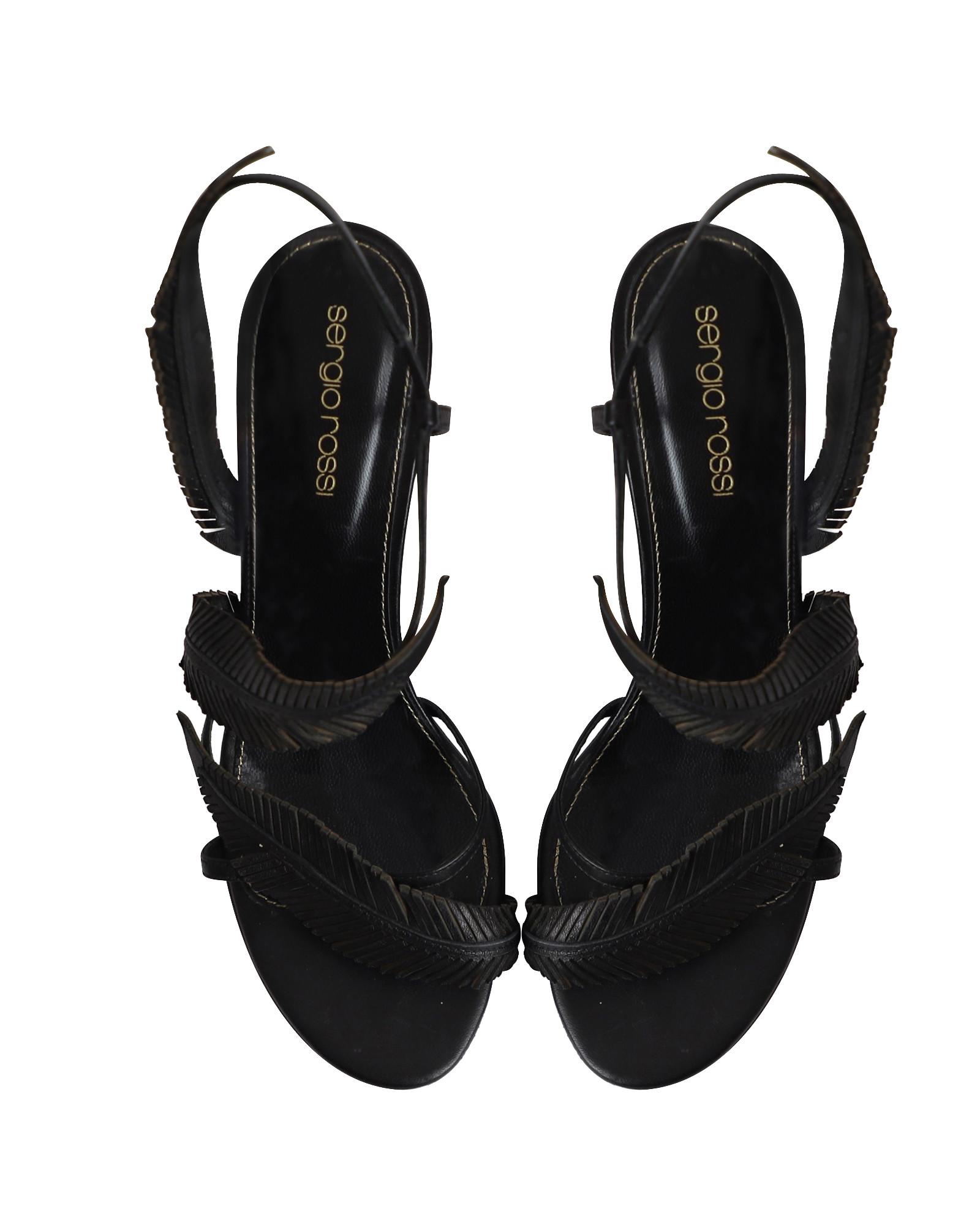 Sandales Sergio Rossi Talon Aiguille - Taille 40 - Nude Or Flore - NEUVES Avec Boîte