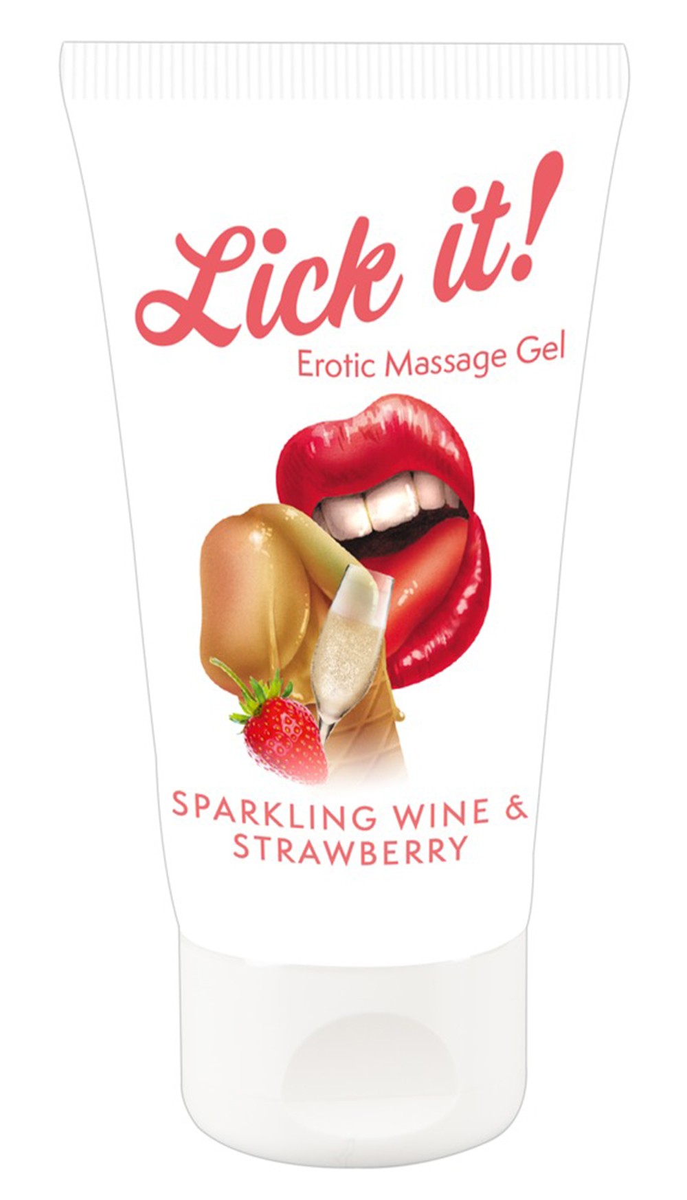 Funsex Lubrifiant et gel de massage végétalien comestible goût fraise/vin pétillant 50ml