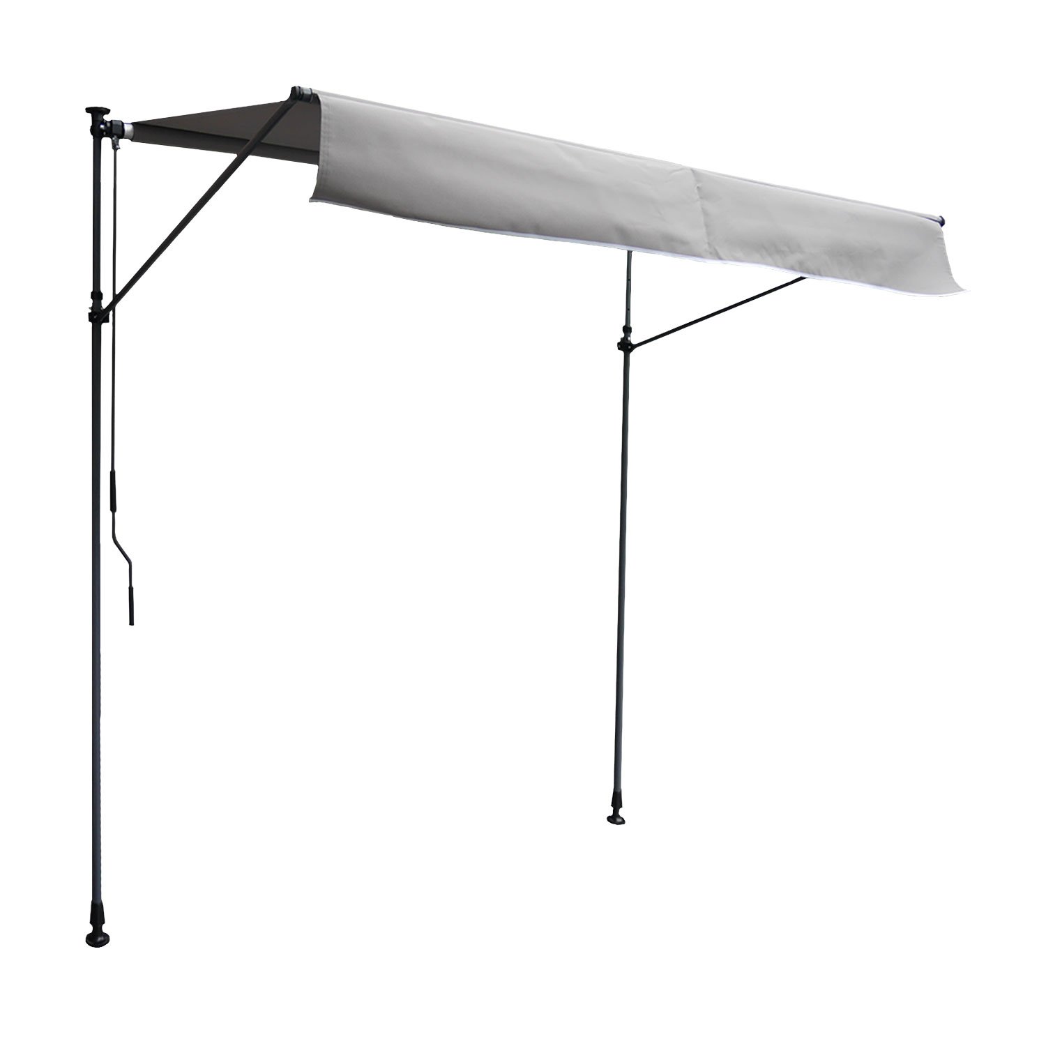 Happy Garden Store banne pour balcon CHENE 2 × 1,2m - Toile grise et structure grise
