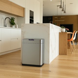 Casabel Poubelle Tri Sélectif 3x20l, Acier Inox Chrome, Poubelle 60l