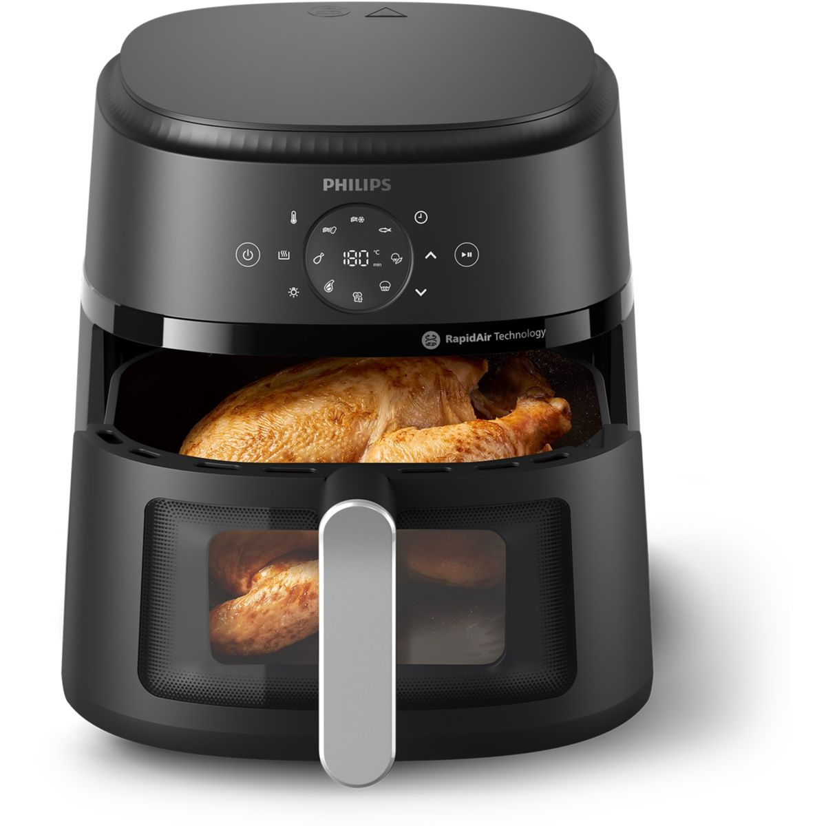 Philips Friteuse sans huile PHILIPS NA231/00 Friteuse sans huile avec fenêtre de cuisson Noir/Argent, Série 2000 6.2L
