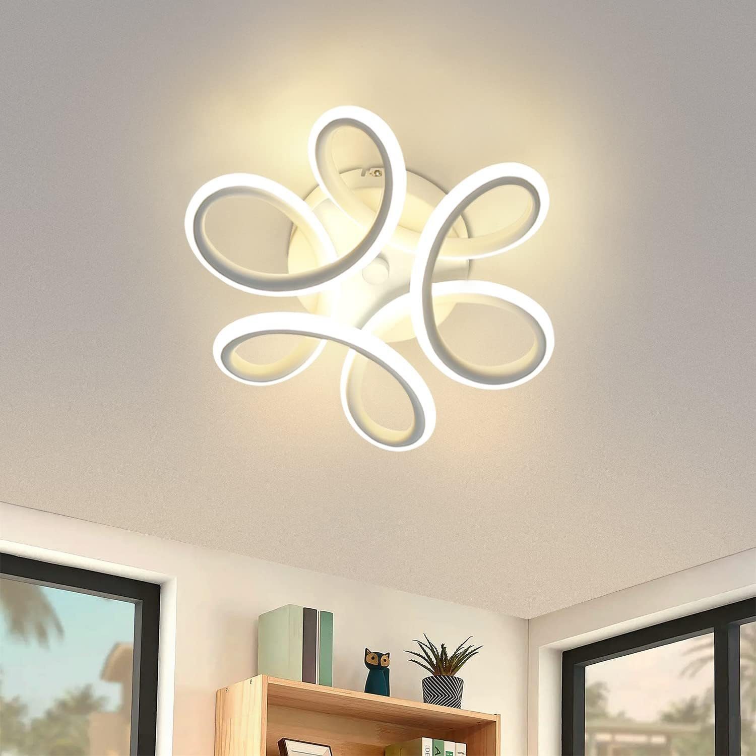 Nettlife Plafonnier LED 17W, 3000K 27*12cm Petite Lampe de Couloir Moderne Blanc Chaud Blanc Géométrie Design pour Salon Cuisine Studio Entrée