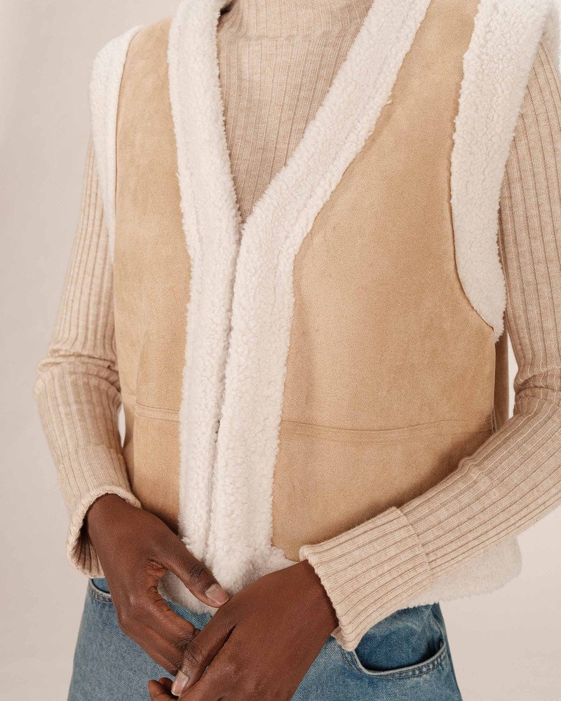 Sohen Veste en daim et shearling sable Sohen - 4250