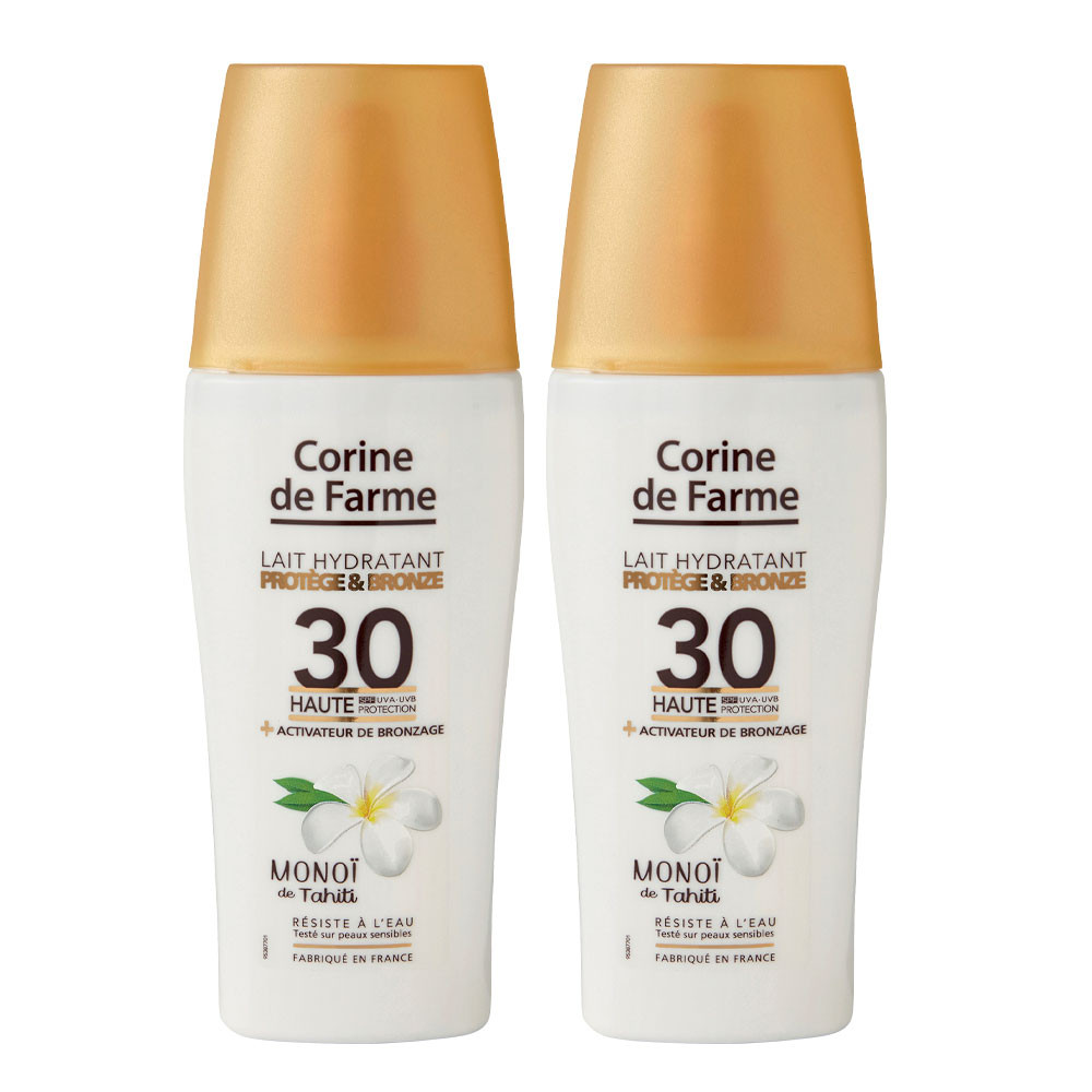 Corine De Farme Lot de 2 Laits hydratants Protège et Bronze SPF30