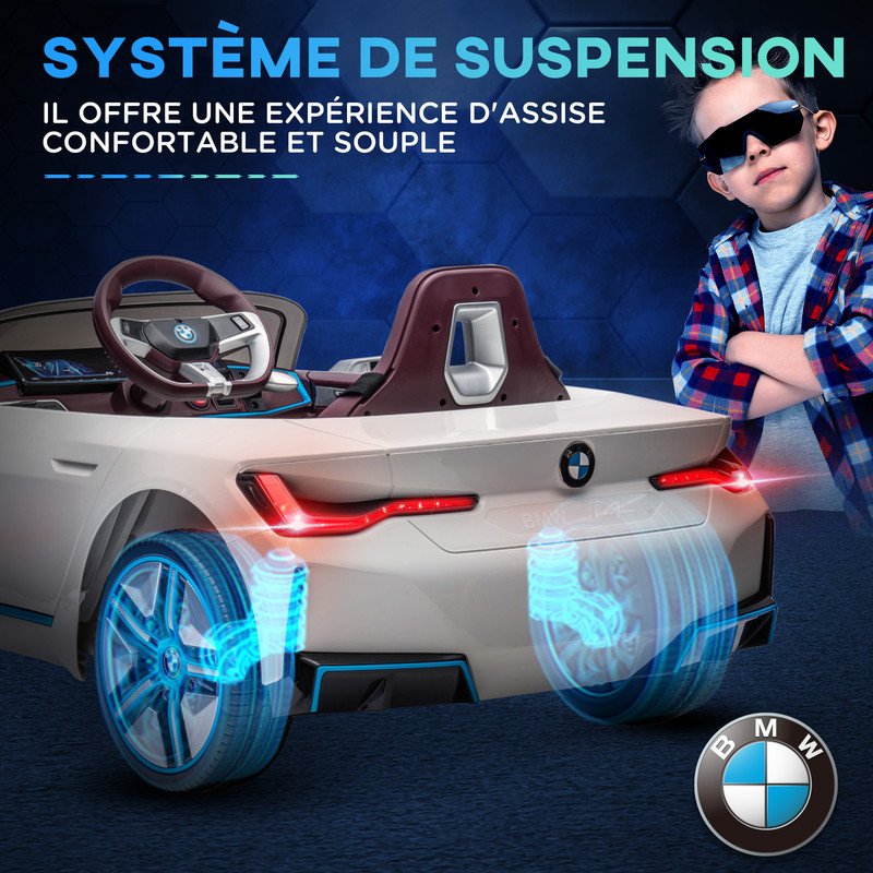 Homcom – Voiture électrique enfants 12V – Double moteur 30W – Vitesse 3-5 km /h – Télécommande 2,4G – Suspension à ressort – Noir
