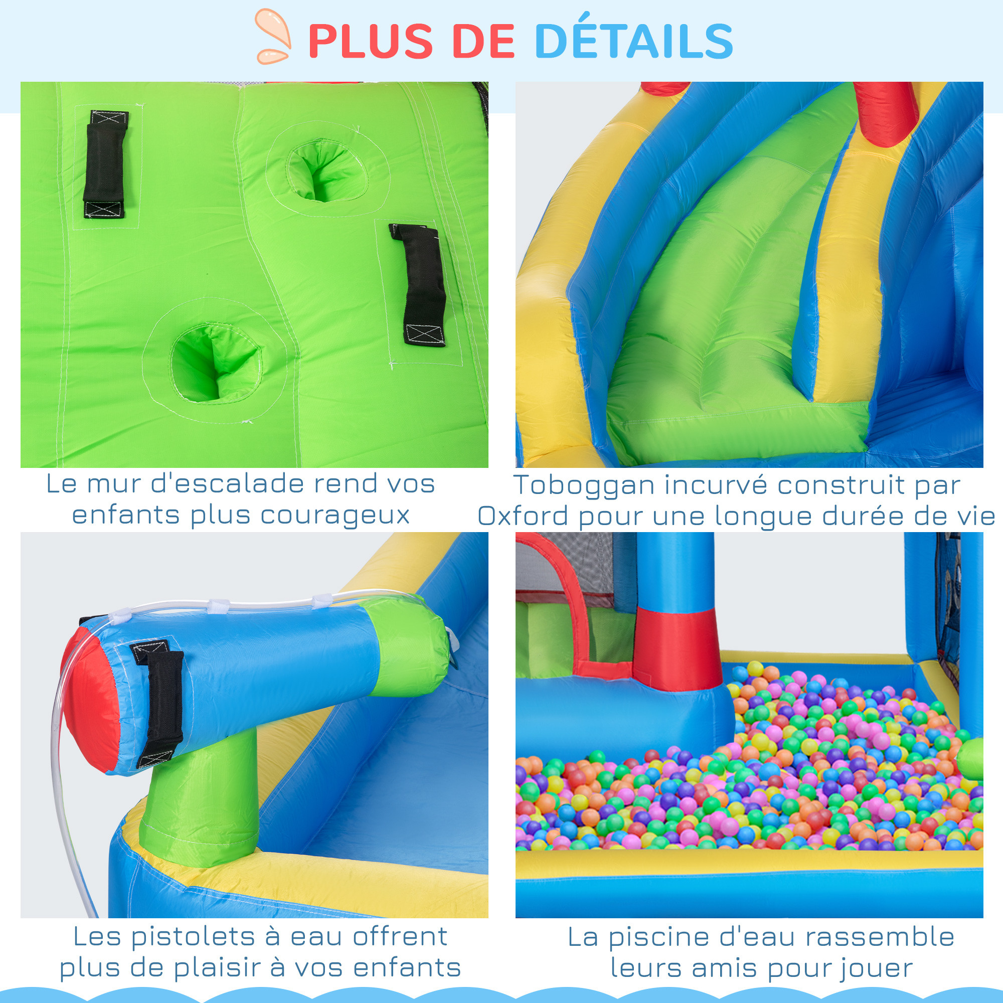Outsunny Château Gonflable Structure Gonflable Aire de Jeux avec