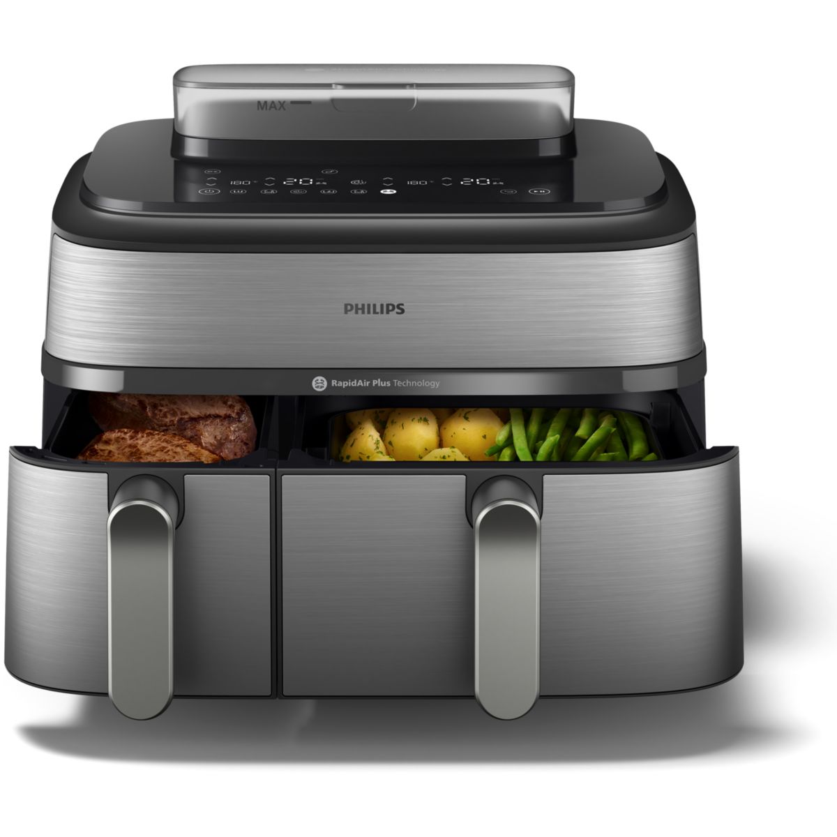 Philips Airfryer PHILIPS NA555/00 friteuse sans huile double panier + vapeur Métal, Série 5000 9L (3+6L)