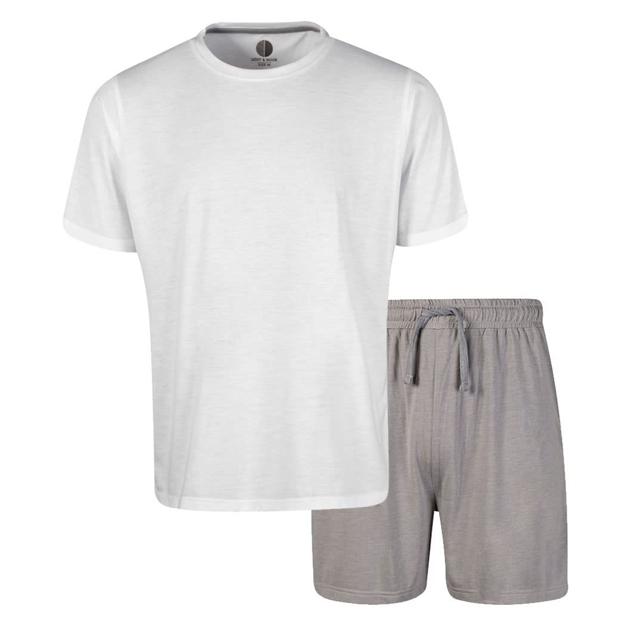 Ensemble Pyjama Homme Light & Shade – T-Shirt Col V + Short Coton Modal Élasthanne Ultra-Doux, Confort Sommeil Parfait