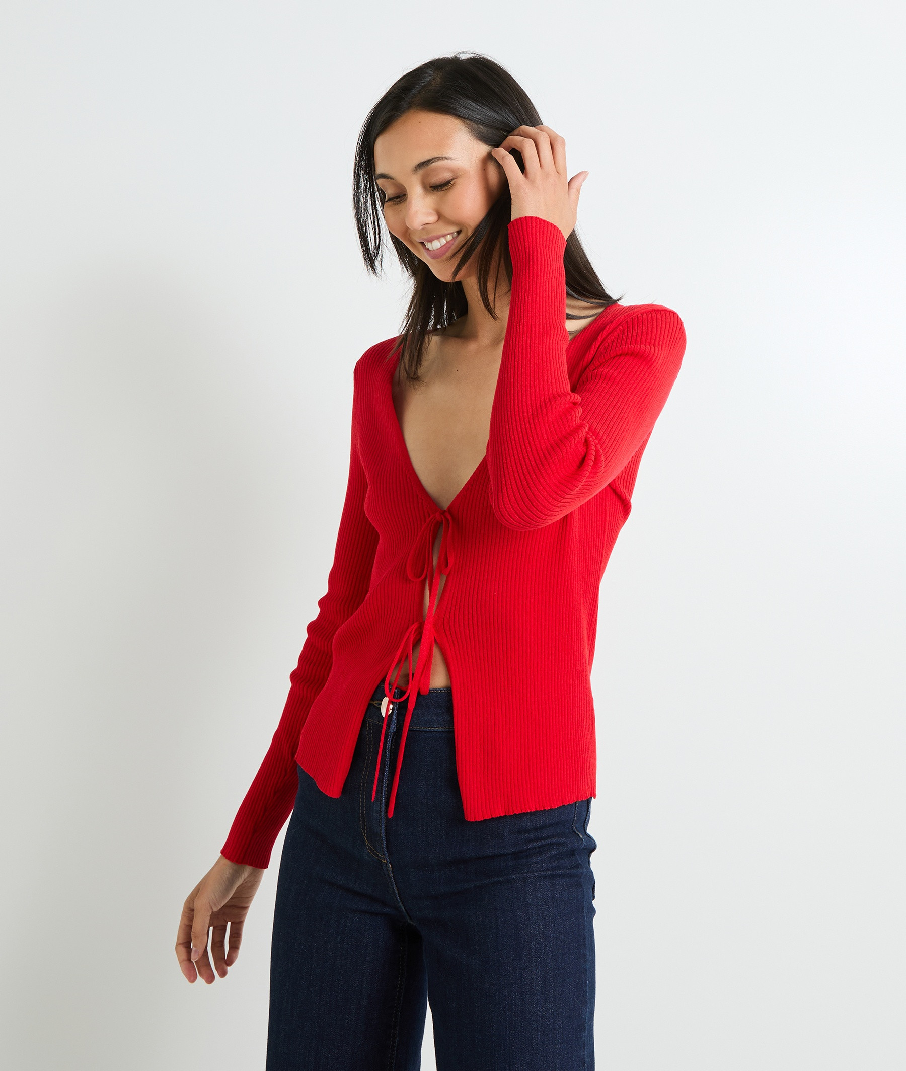Gilet Col V Femme – Viscose, Manches Longues, Confortable – Coupe Classique Pour Tenue Quotidienne élégante