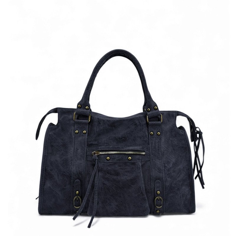 Sac à main en cuir brossé mat SANDSTORM Bleu marine