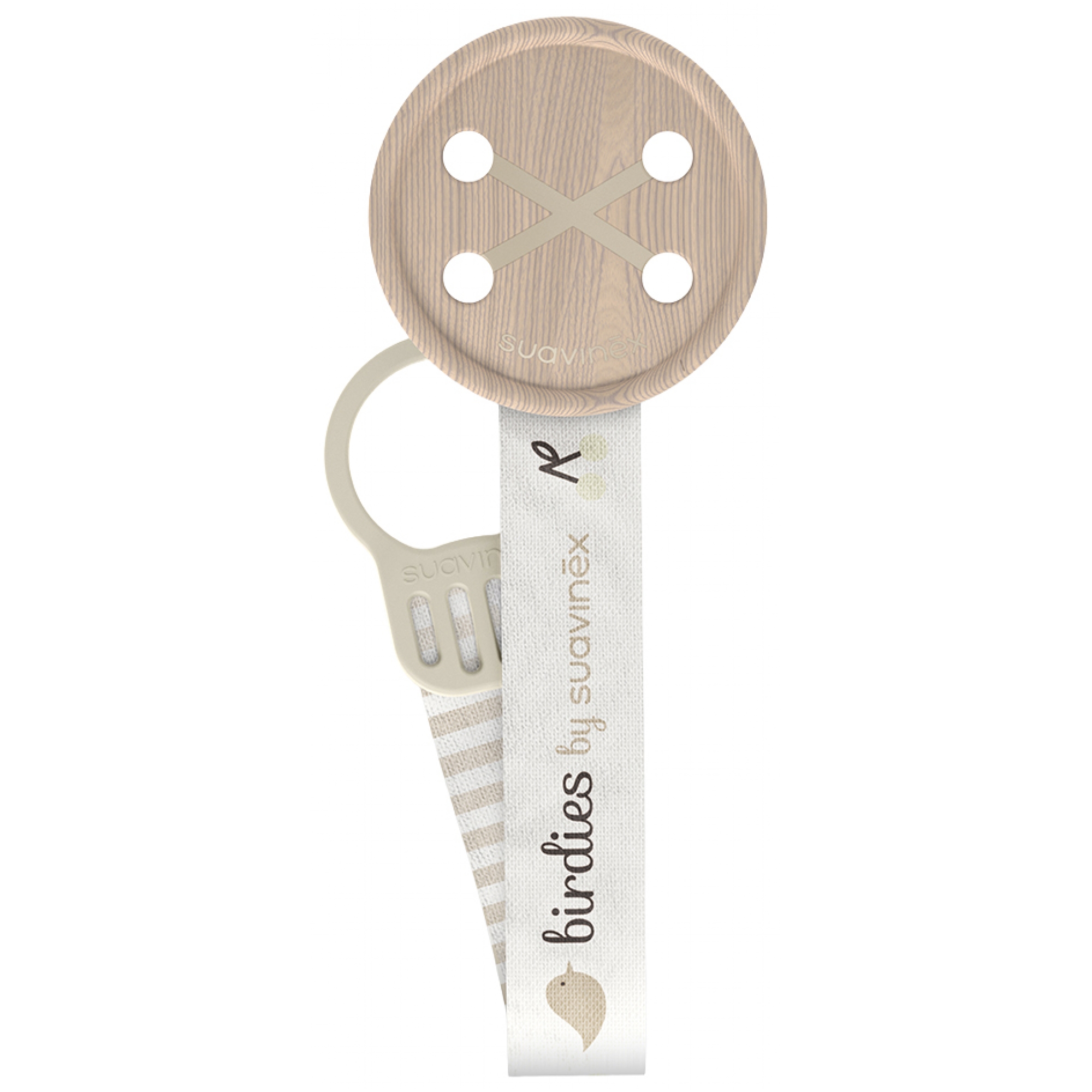 Suavinex Suavinex Birdies Attache-Sucette Ruban Dès 0 Mois (Couleur : Beige)