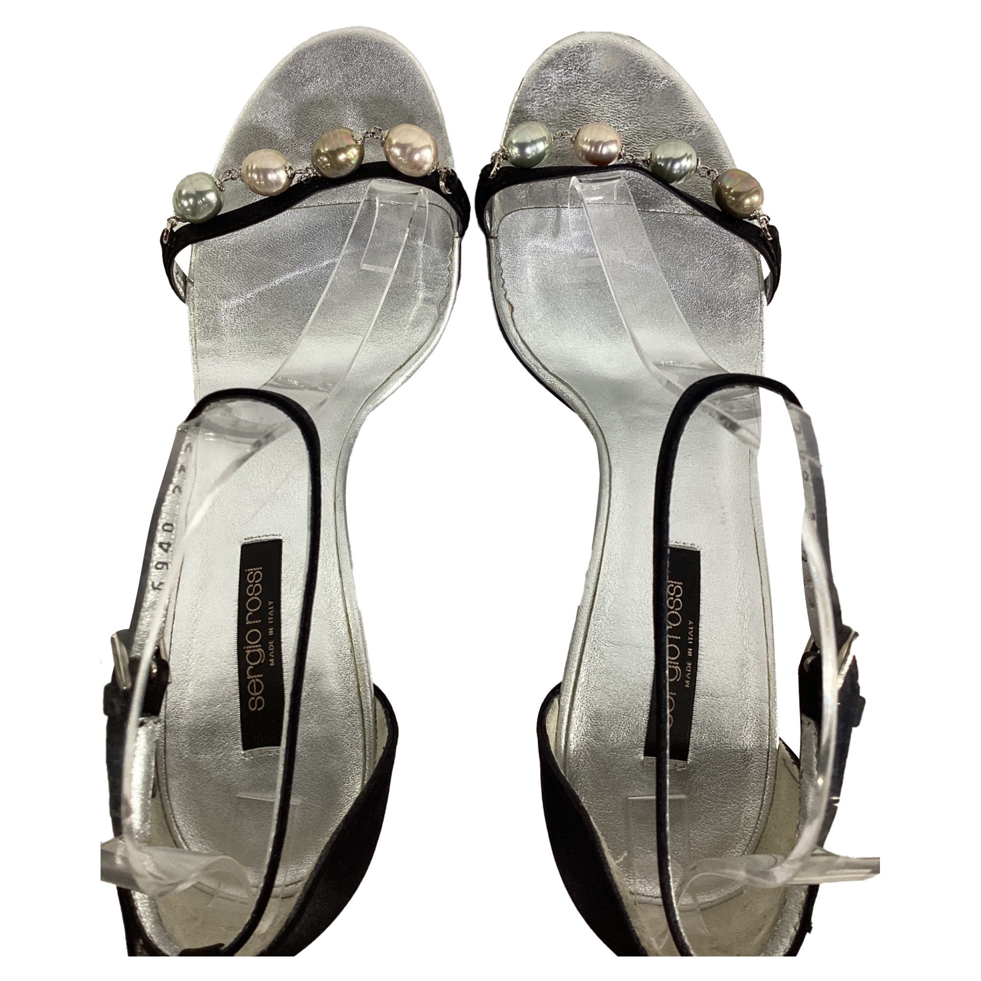 Escarpins Plateforme Sergio Rossi Ivoire Satin Strass - Taille 39, Neufs Avec Boîte