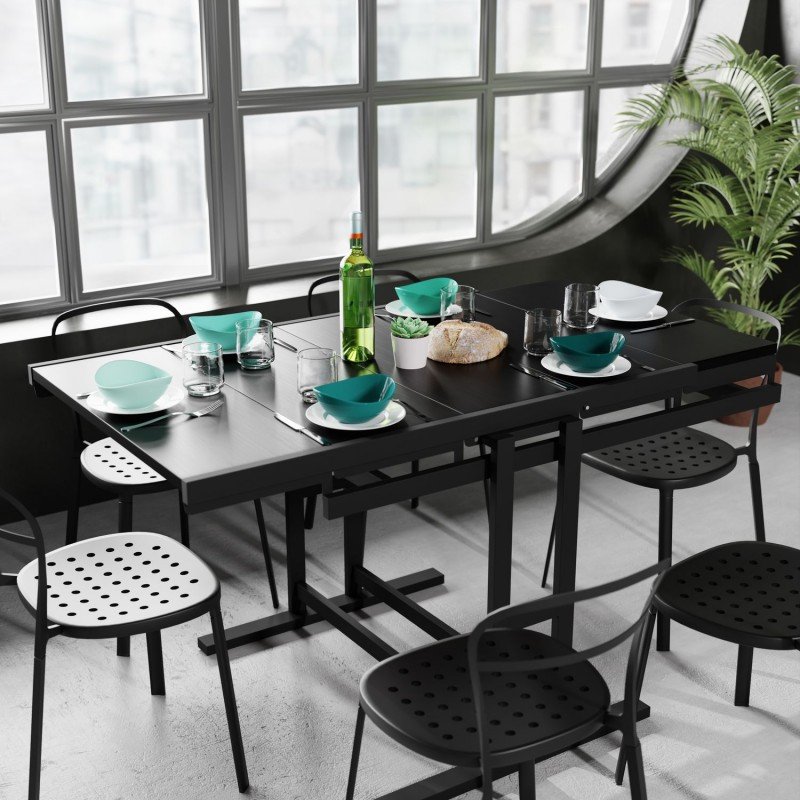 Table modulable (L120 x l78 x H77,5 cm) convertible en Etagère - style ...
