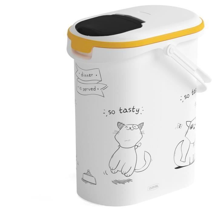 Curver CURVER Conteneur de nourriture Le Diner est servi - 4 kg - 10 L - Blanc et noir - Pour chat