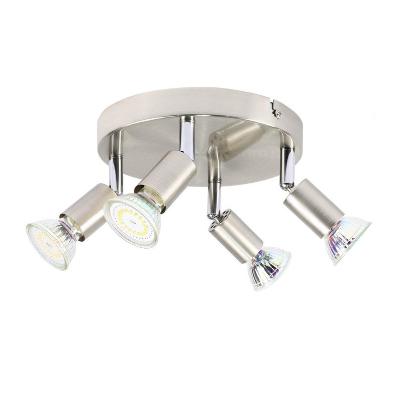 4 spots de plafond LED  orientables à 350° GU10 en métal nickel, lampe moderne pour salon chambre cuisine salle à manger couloir max 4x25W