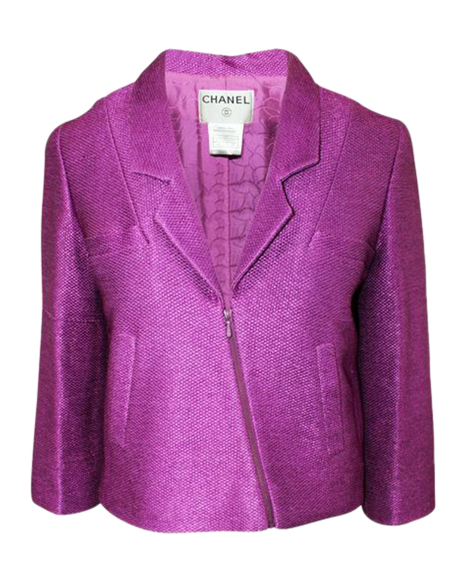 Chanel Veste Zippée Fuchsia Métallisé Vintage Collection Printemps 2001