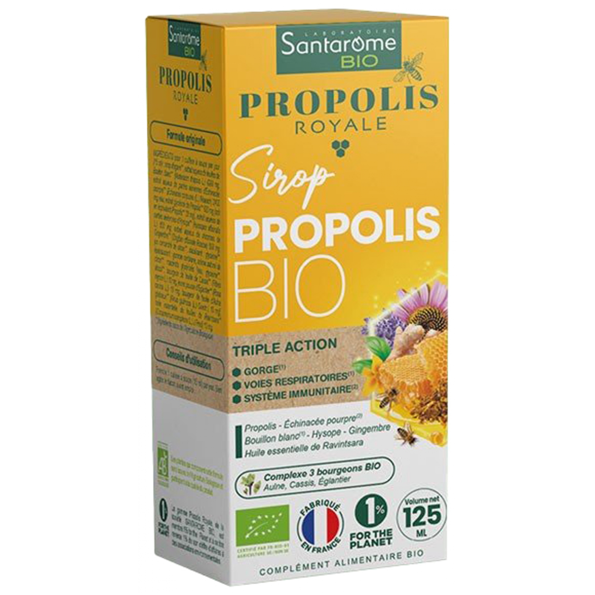 Santarome Bio Santarome Sirop Propolis Bio - Triple Action - 125 ml