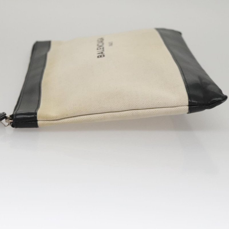 Balenciaga Estuche de cremallera marino de lona y cuero XL