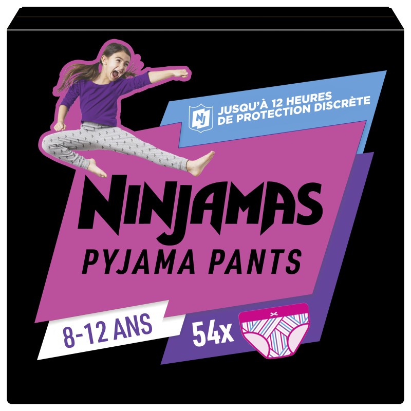 Pampers Ninjamas Pyjama Pants Fille, 54 Sous-Vêtement De Nuit, 8-12 Ans. Pack 1 Mois