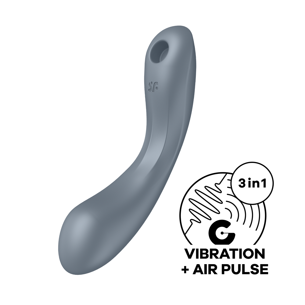 Satisfyer 2 en 1 Stimulateur clitoridien air pulsé et vibromasseur point G Curvy Trinity 1 Gris Satisfyer