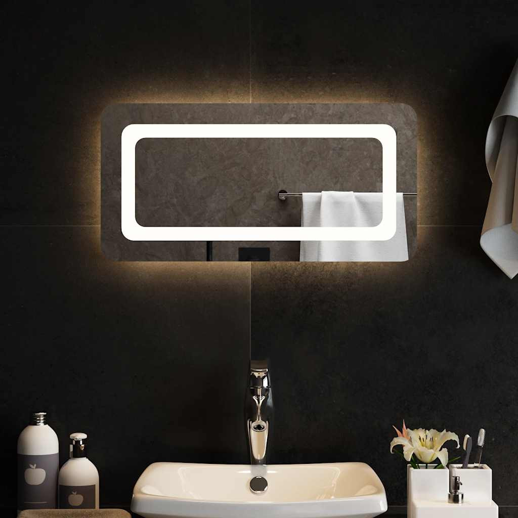 Miroir De Salle De Bain à LED VidaXL 30x60cm - IP65 étanche, USB, éclairage Intégré, Installation Murale Verticale/horizontale