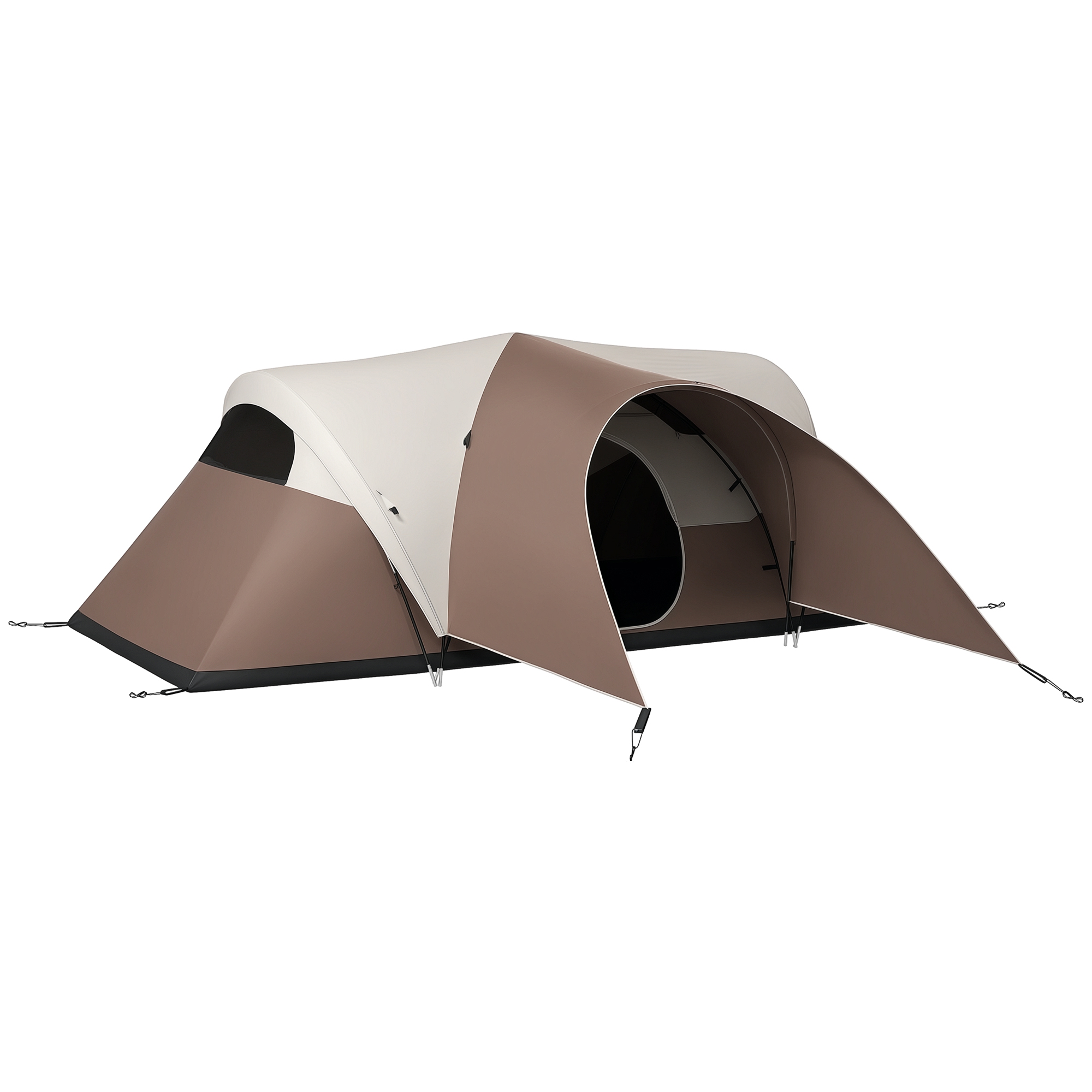 Outsunny Tente de camping familiale 5-6 pers. étanchéité 3000 mm sac coloris café
