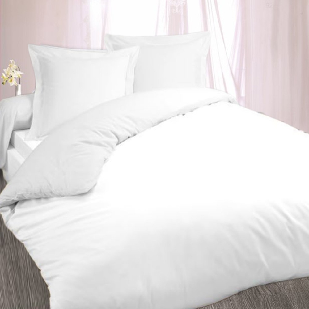 Alpes Blanc Housse de couette + taies blanches 100 % coton premium - Spéciales locations et hôtels, respirantes et facile d'entretien - 240x260 cm