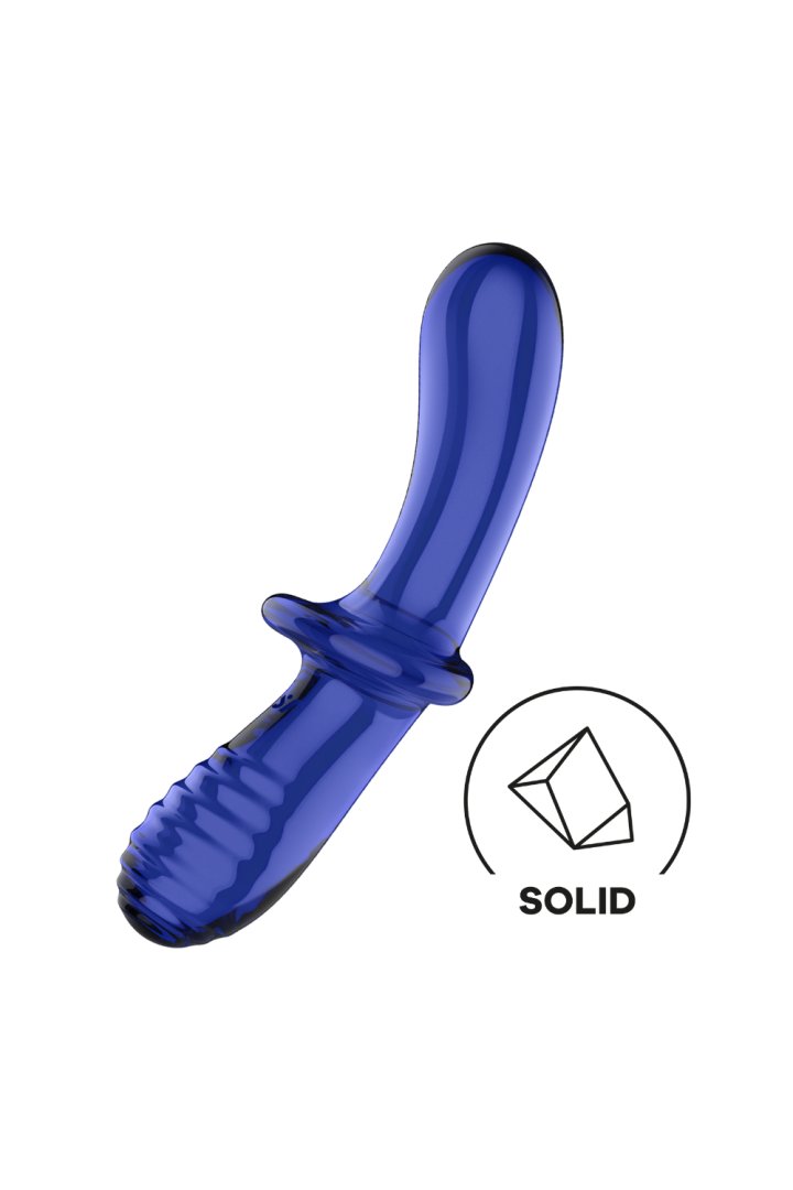 Satisfyer Gode en verre borosilicaté massif bleu Double Crystal Satisfyer