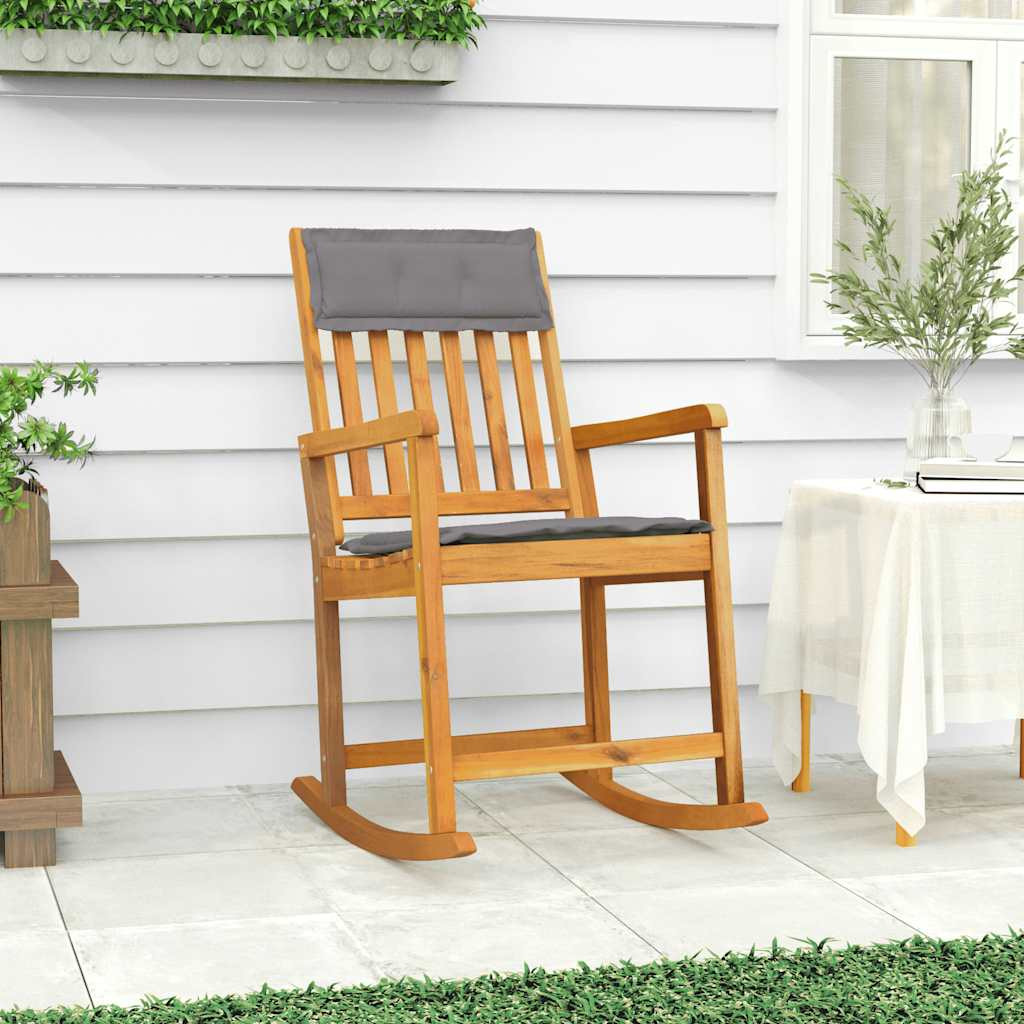 Banc à Bascule de Jardin pour 2 Personnes, Fauteuil à Bascule en Bois Massif, Chaise Berçante