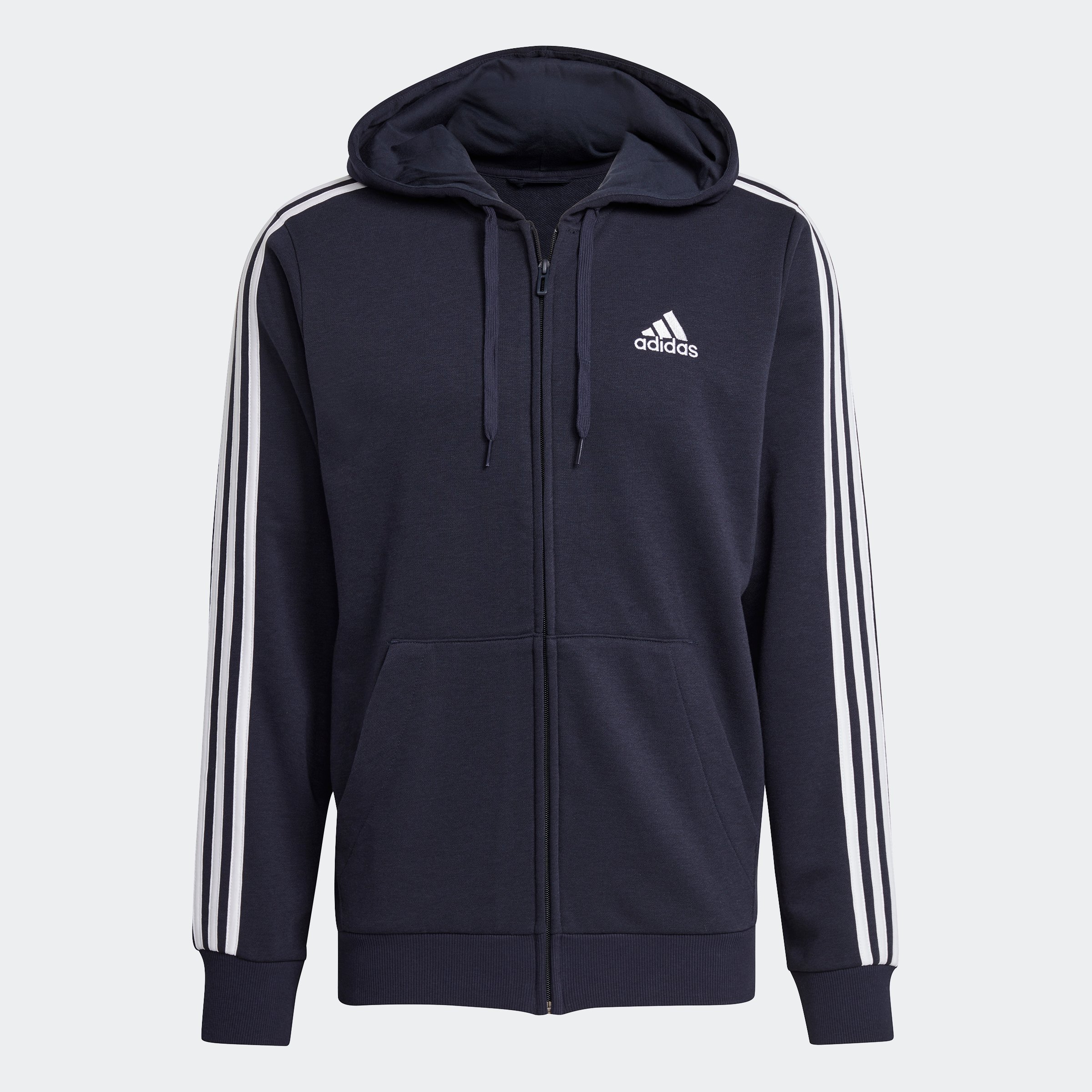 Adidas Veste à capuche zippée 3 bandes Essentials en Bleu