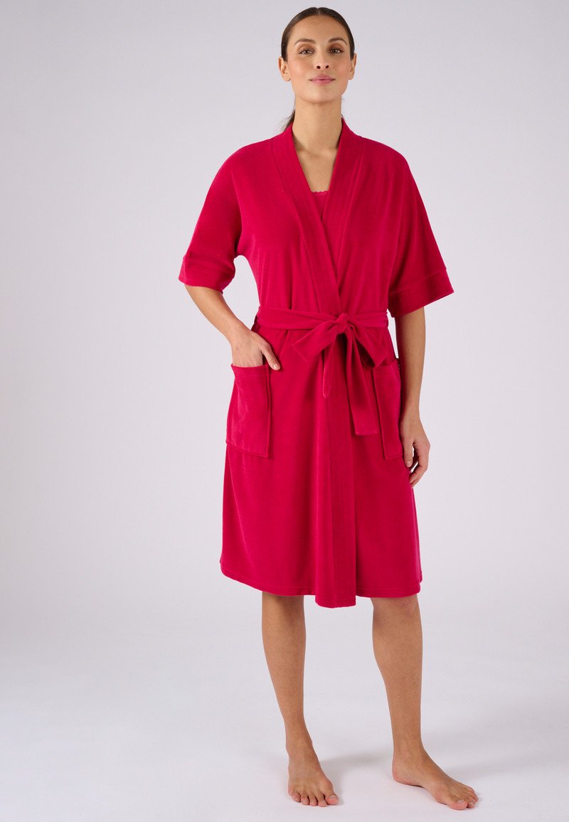 Damart Robe de chambre forme kimono, maille bouclette Rouge Femme - 1584