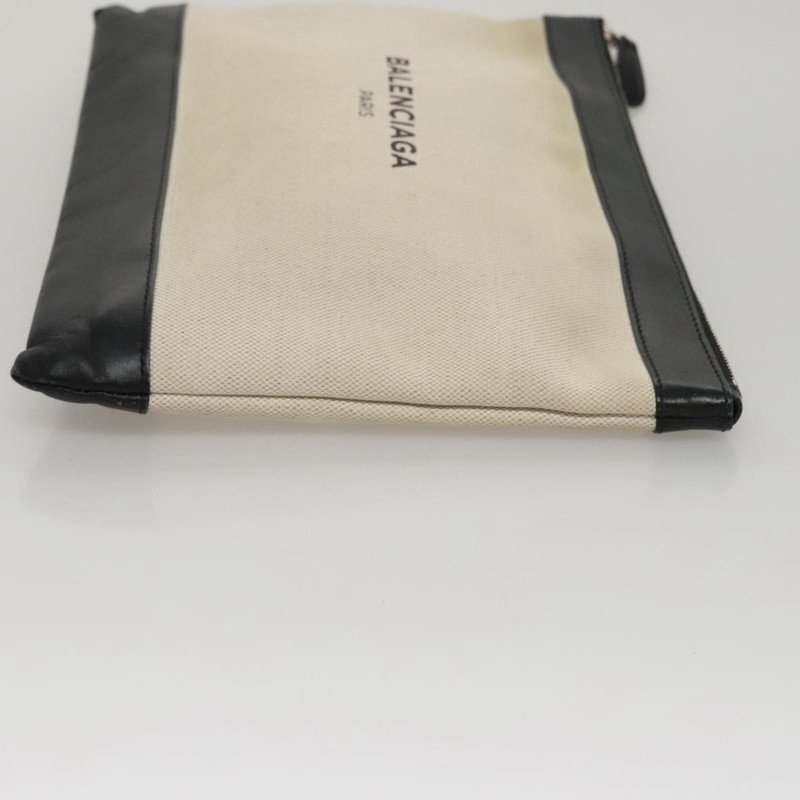 Balenciaga Estuche de cremallera marino de lona y cuero XL