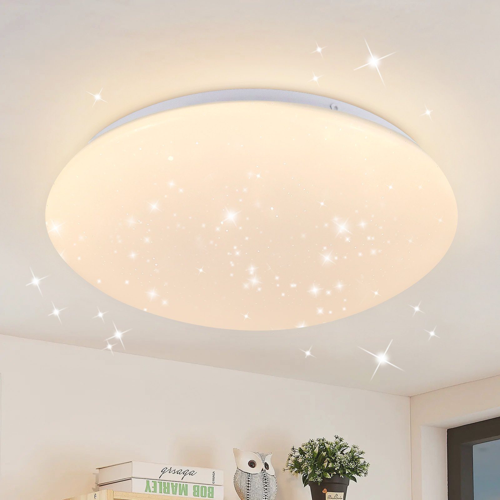 Nettlife Plafonnier LED 30cm, ciel étoilé de bain chaud rond 18 W lampe de IP44 pour chambre d'enfant cuisine couloir salle de bain salon